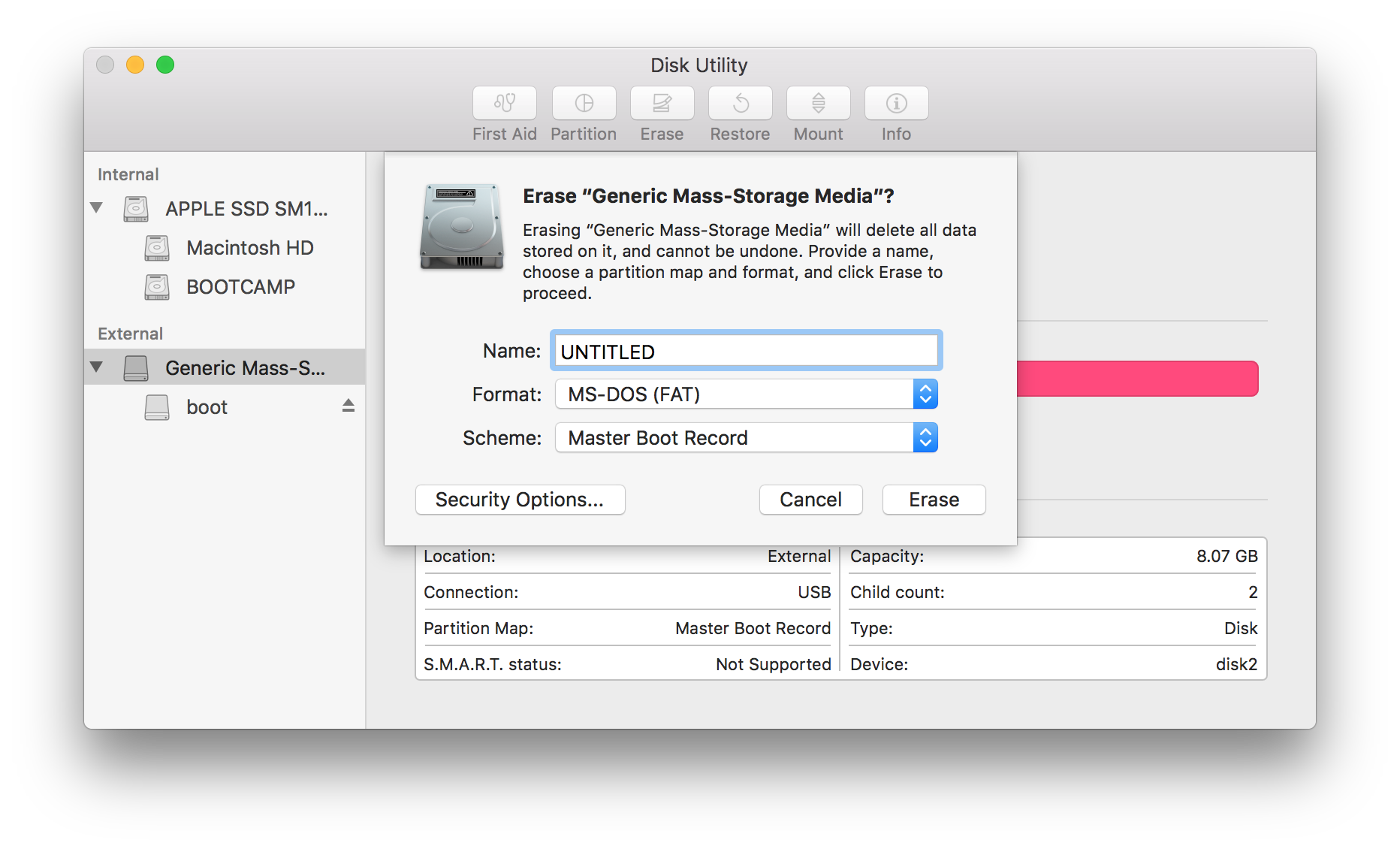 Formatting the microSD
